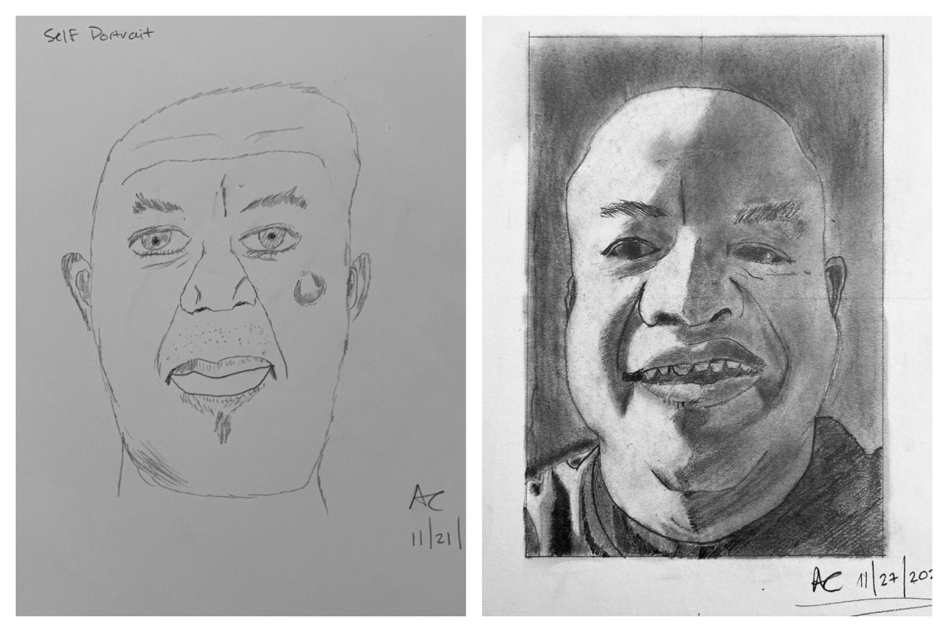 Tony C's Before and After Self-Portraits November 22-27, 2021.