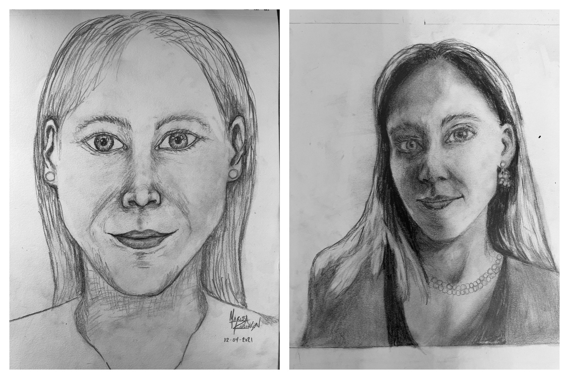 Marissa's Before and After Self-Portrait Drawings December 6-11. 2021