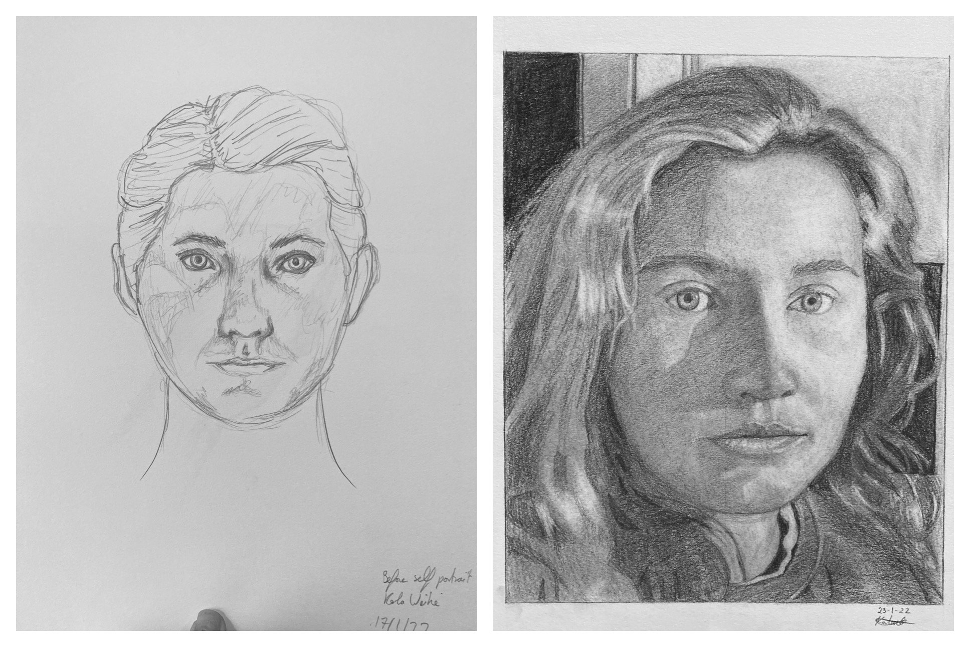 Karla W's Before and After Self-Portraits January 17-22