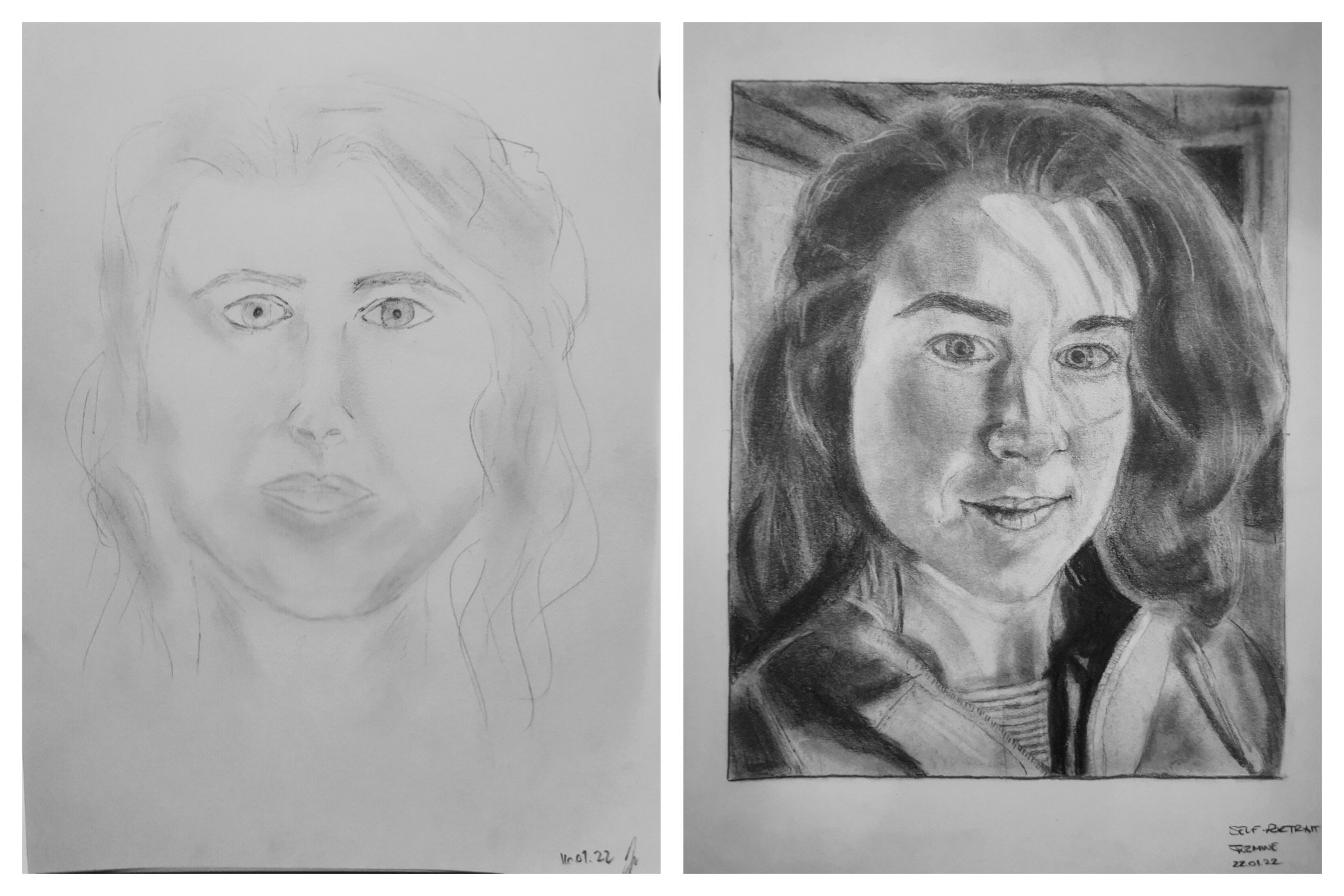 Jazmine D's Before and After Self-Portraits January 17-22, 2022