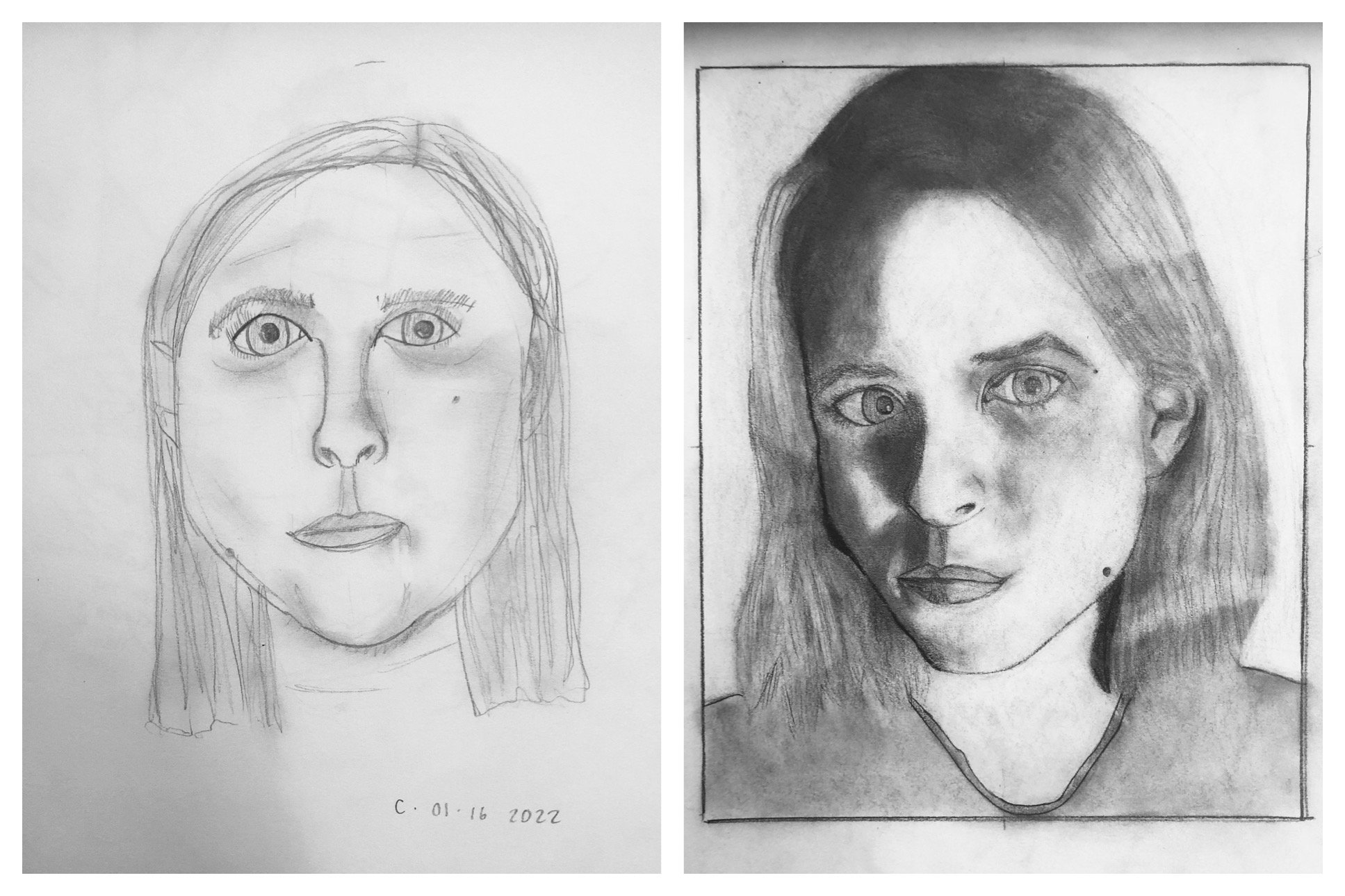 Crawford H's Before and After Self-Portraits January 17-22, 2022