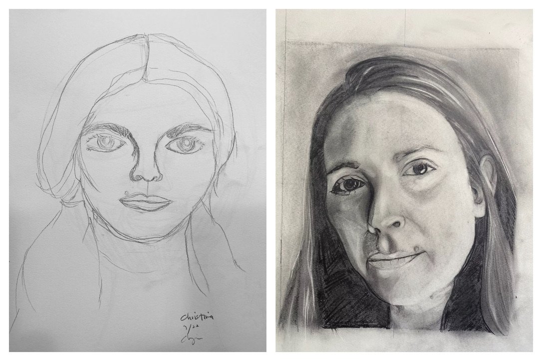Christina's Before and After Self-Portraits March 7-12, 2022