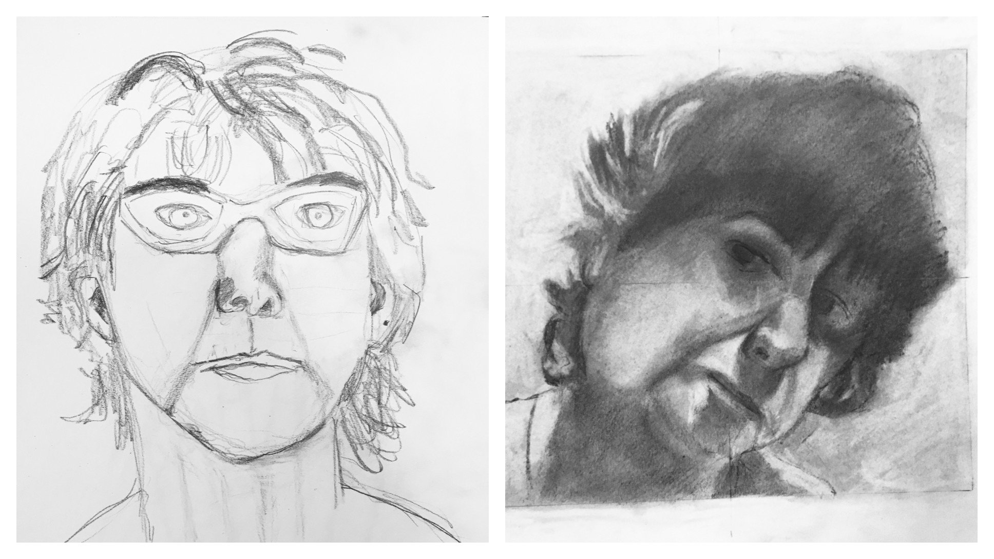 Ellen's Before and After Self-Portraits March 14-18, 2022