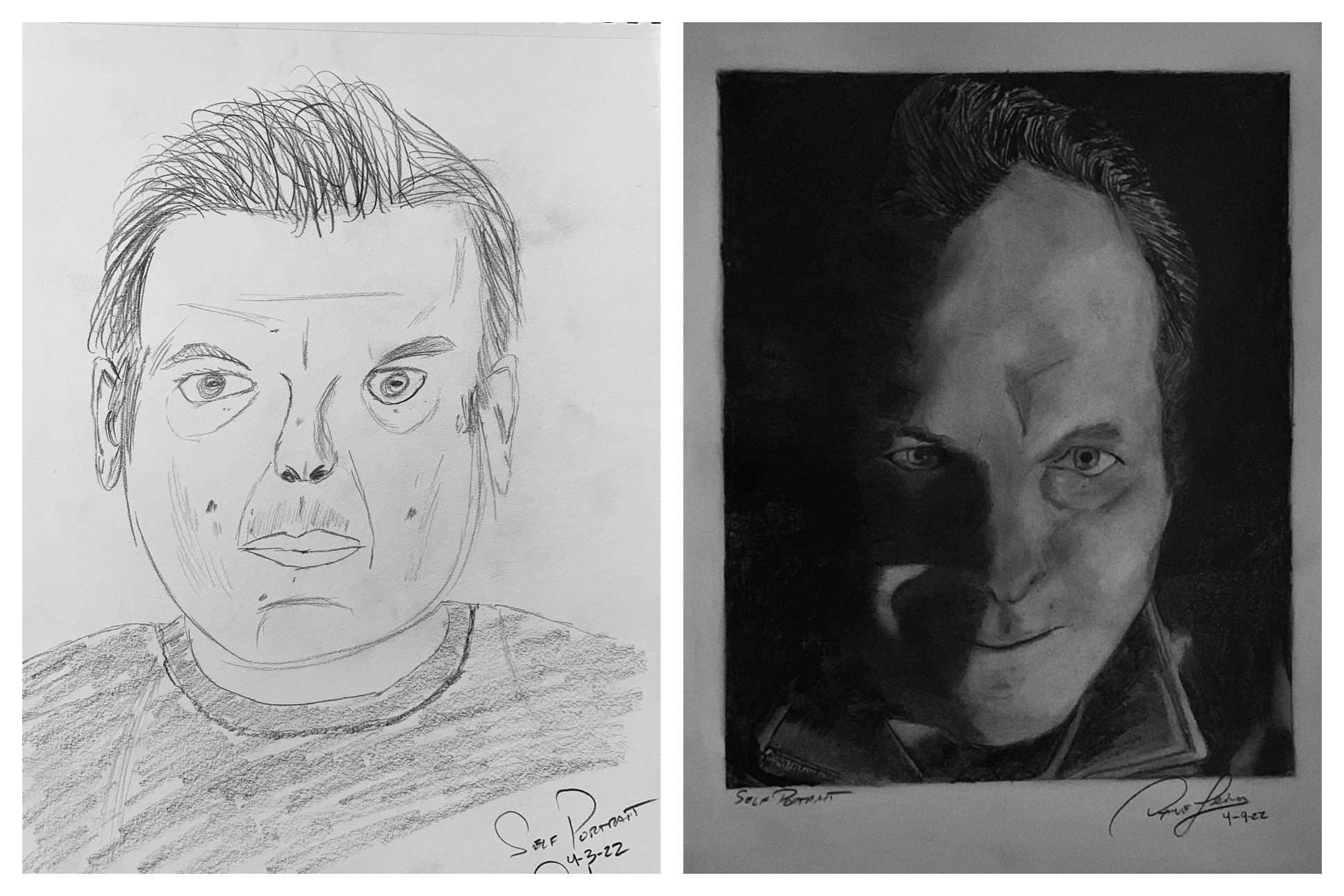 David's Before and After self-portraits April 4-9, 2022