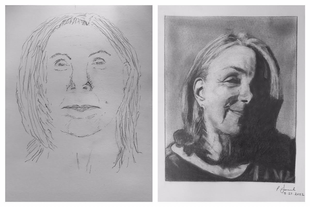 Pam's Before and After Self-Portraits