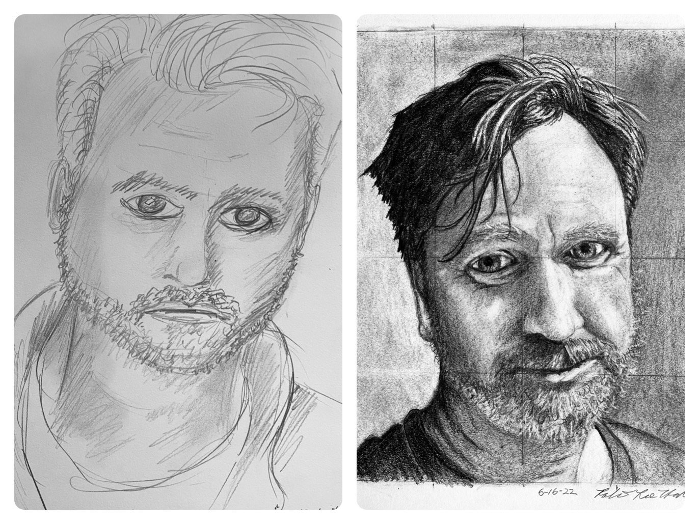 Robert's Before and After Self-Portraits June 13-17, 2022