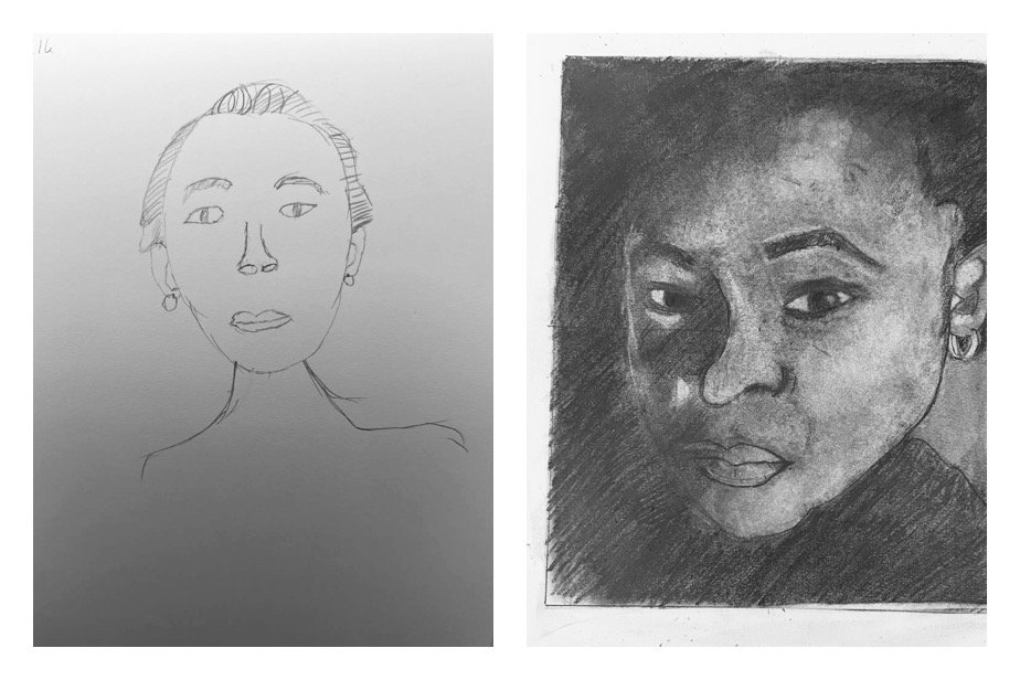 Michelle's Before and After Self-Portrait Drawings November 18-22, 2022