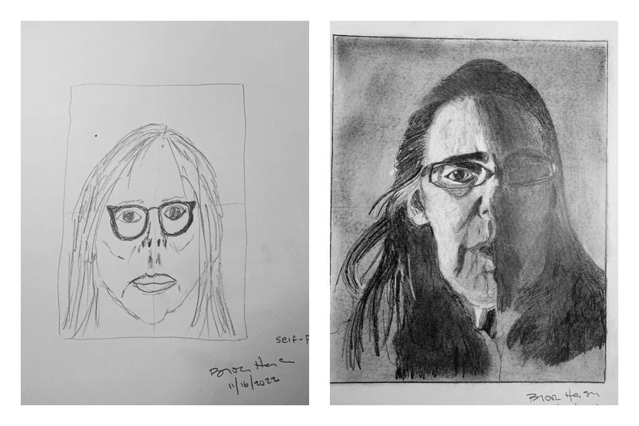 Barbara's Before and After Self-Portrait Drawings November 18-22, 2022