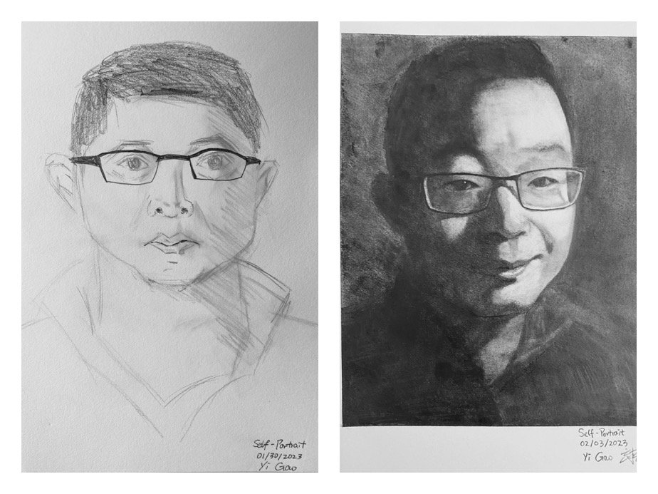 Yi's Before and After Self-Portraits January 30-February 3, 2023