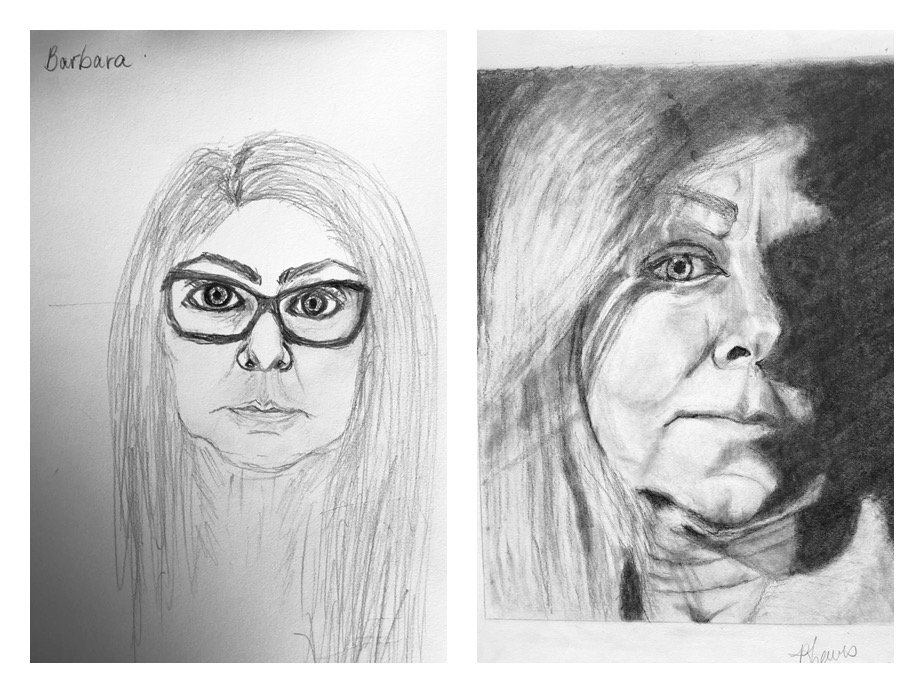 Barbara's Before and After Self-Portraits January 30-February 3, 2023