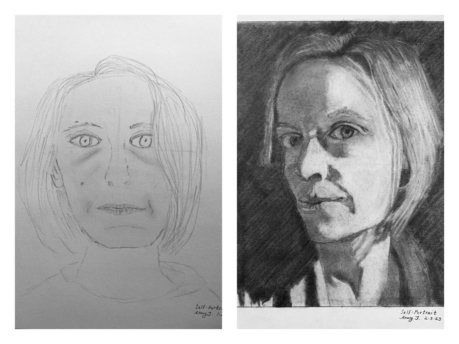 Amy's Before and After Self-Portraits January 30-February 3, 2023