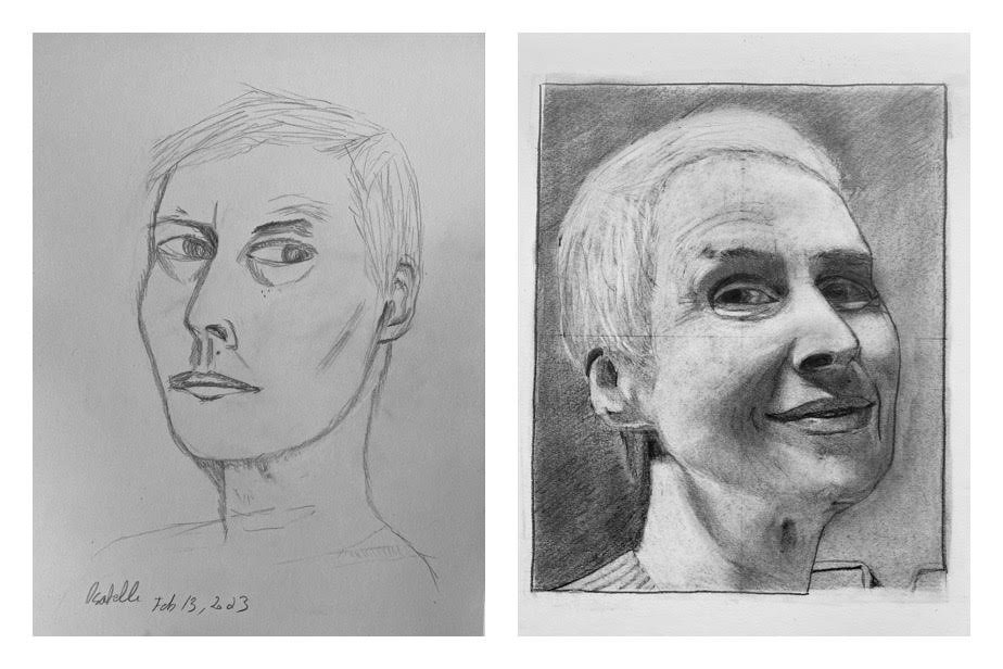 Isabelle's Before and After Self-Portraits February 13-17, 2023