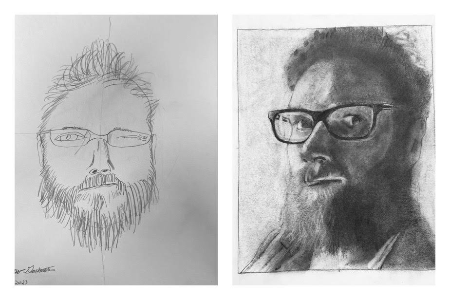 Matthew's Before and After Self-Portraits February 13-17, 2023