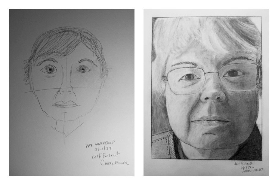 Carol M's Before and After Self-Portraits