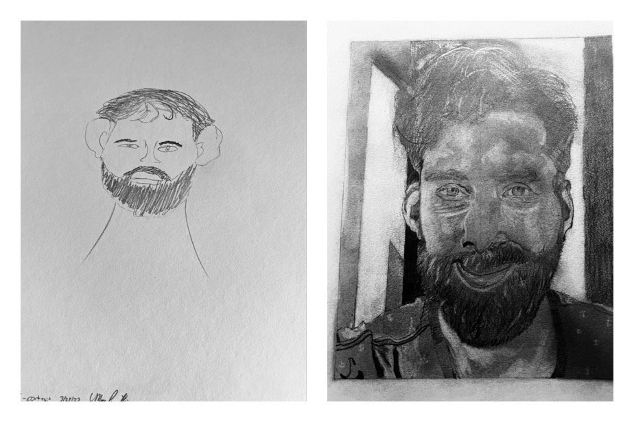 Marc P's Before and After Self-Portrait Drawings