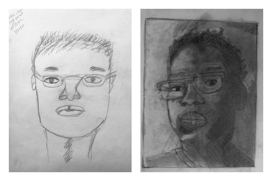 Ka's Before and After Self-Portrait Drawings
