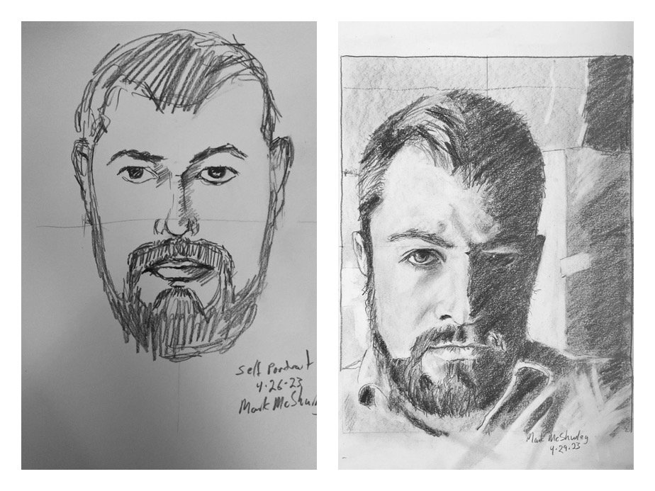 Mark's Before and After Self-Portrait Drawings