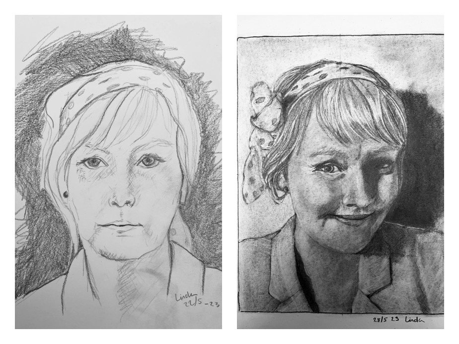Linda B's Before and After Self-Portraits
