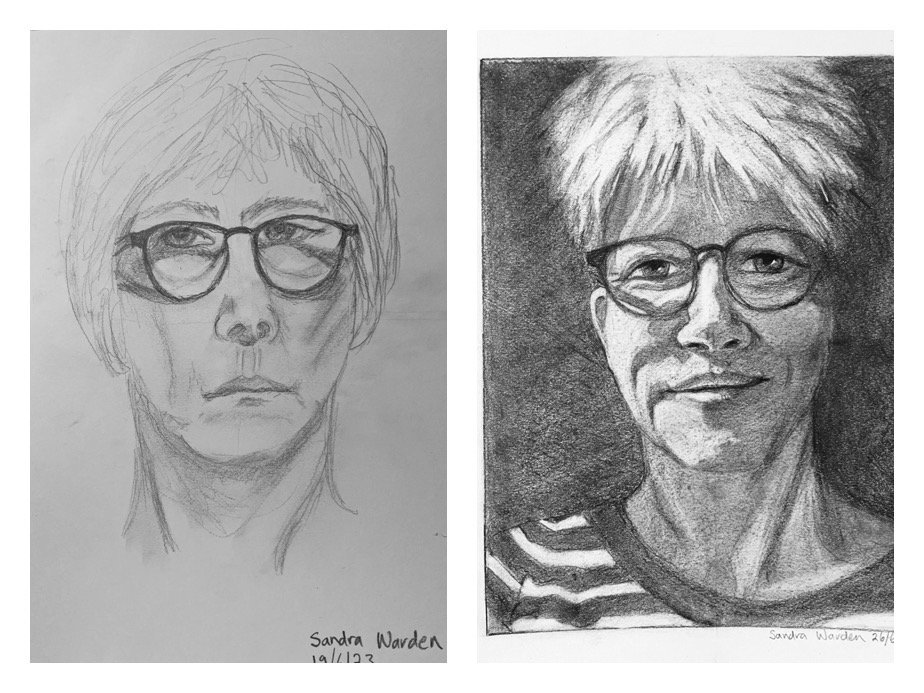 Sandra W's Before and After Self-Portraits