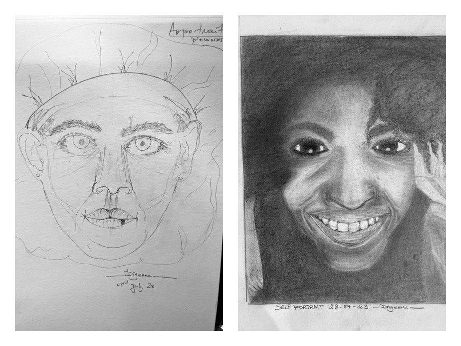 Genevieve L's Before and After Self-Portraits