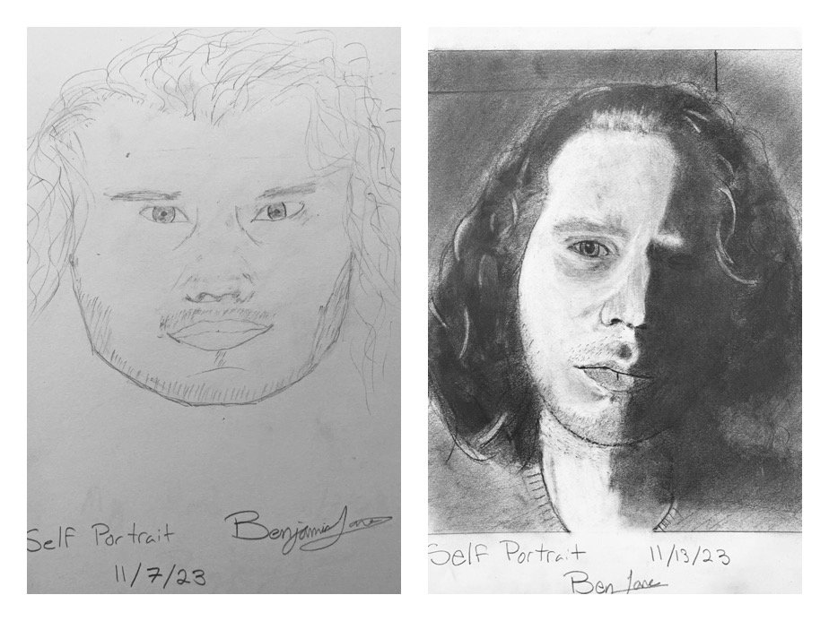 Benjamin L's Before and After Self-Portraits