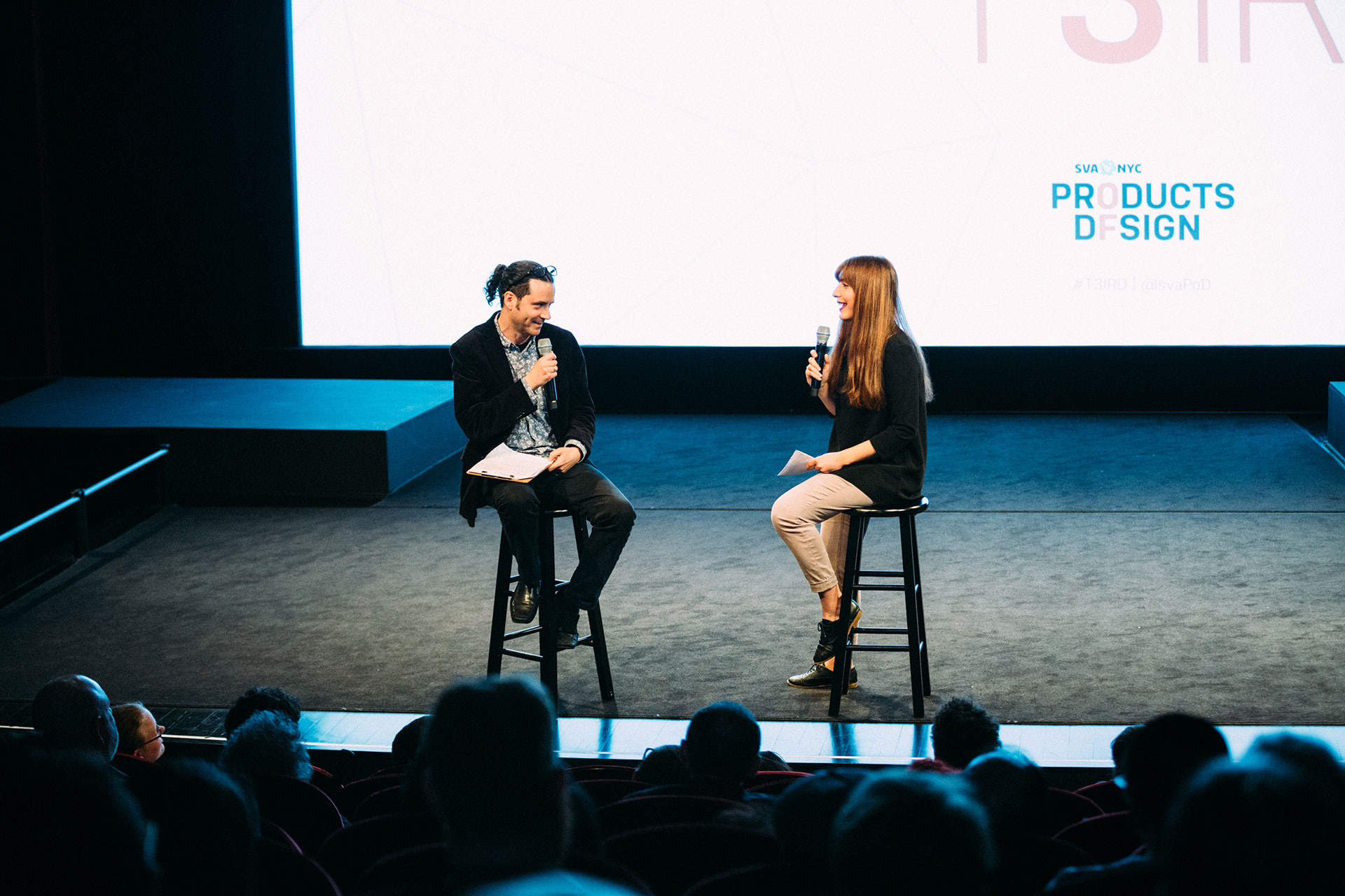  Speaker Roya in conversation with Allan Chochinov on the SVA Theatre stage 