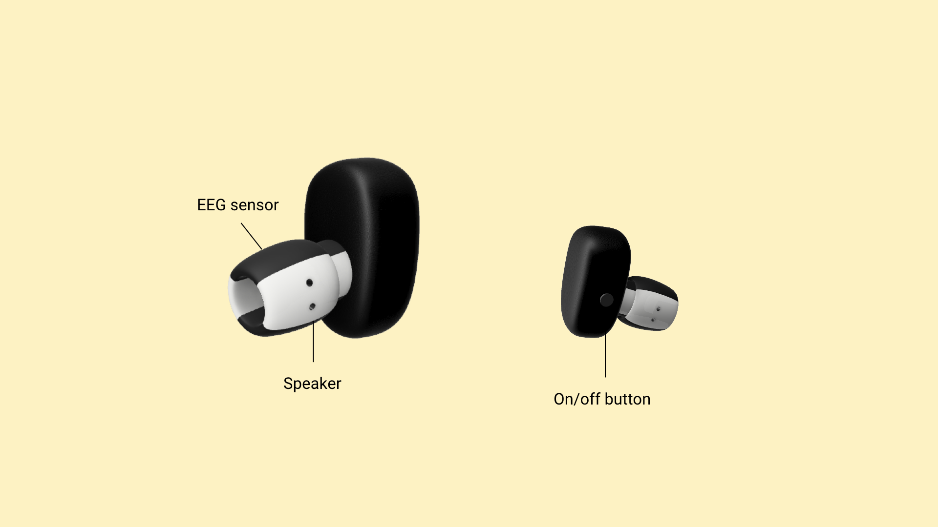 EEG sensor and speaker. On off button.