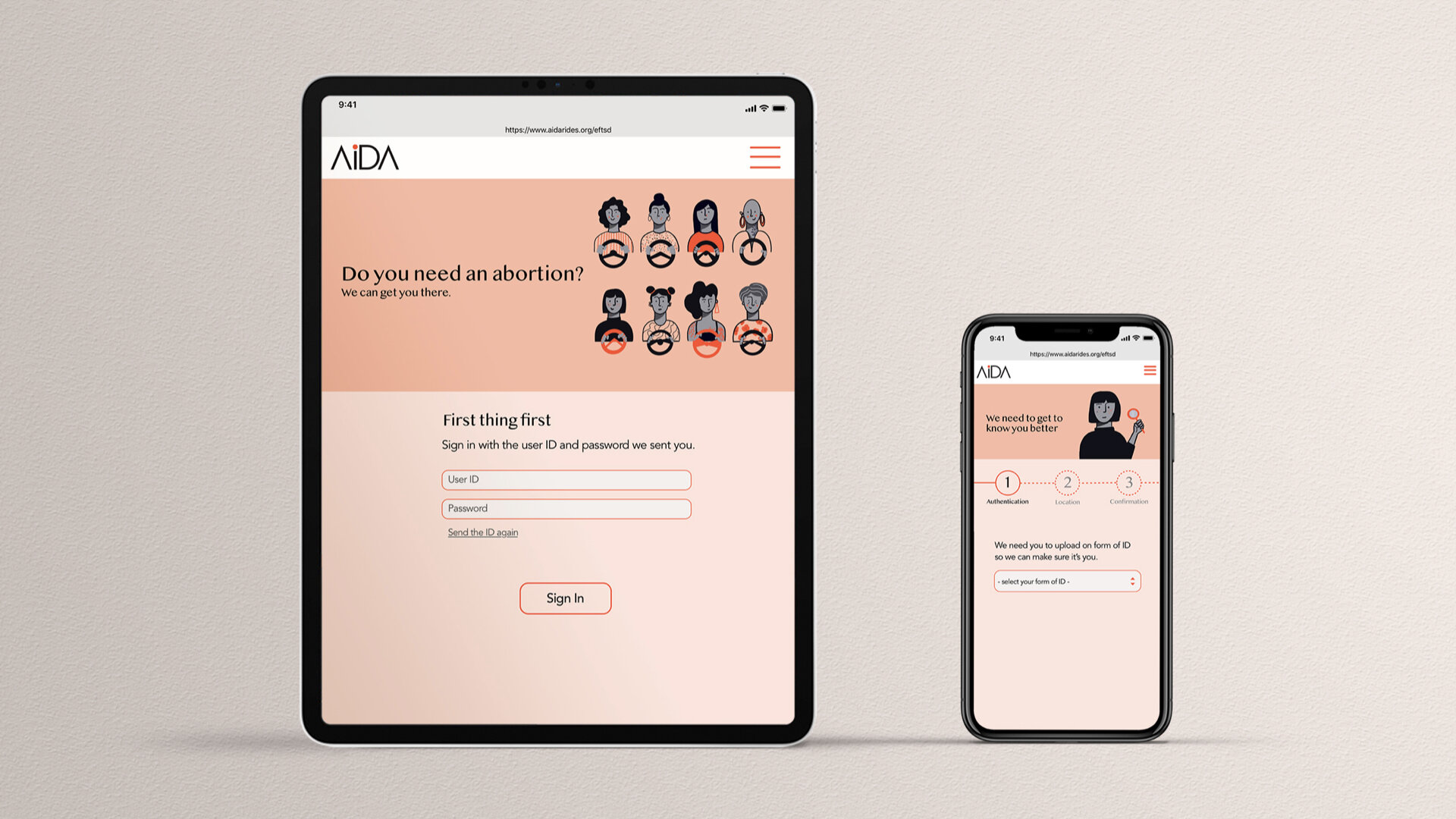 AiDA app screens