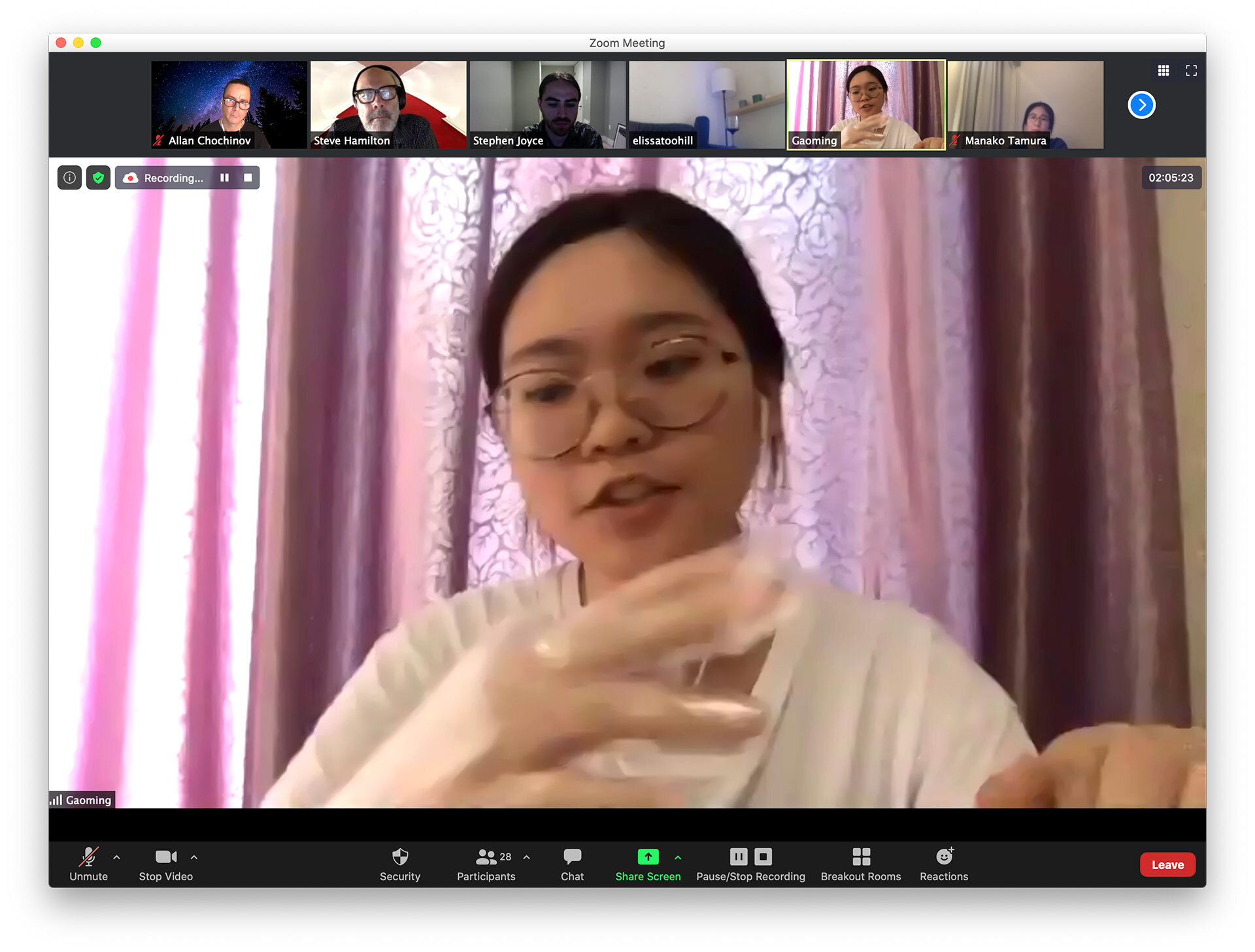 screenshot of participant talking on zoom