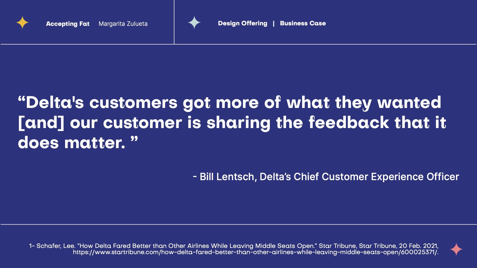  Margarita's business model research, using Delta as a case study 