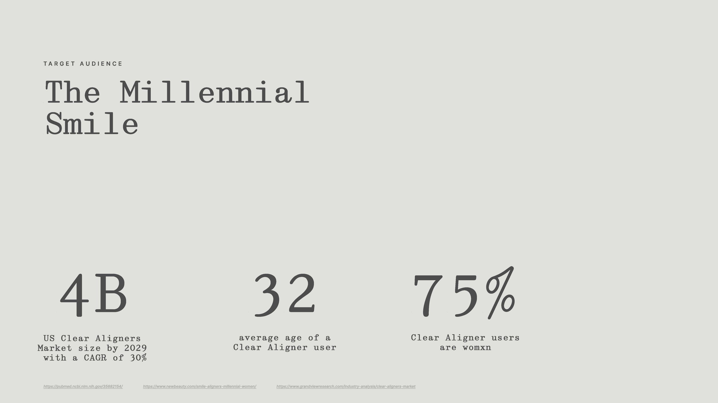  Slide with text reading “the Millennial Smile” 