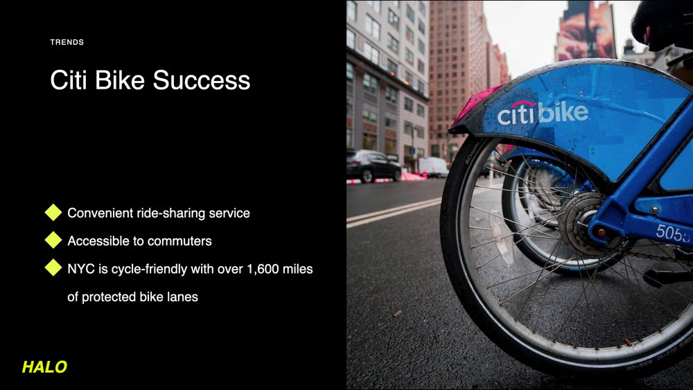  Slide explaining success of Citi Bikes program 