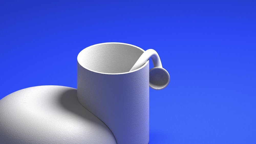  Prototypes of utensils and dinnerware in Slo-Cafe dinner collection against blue background 