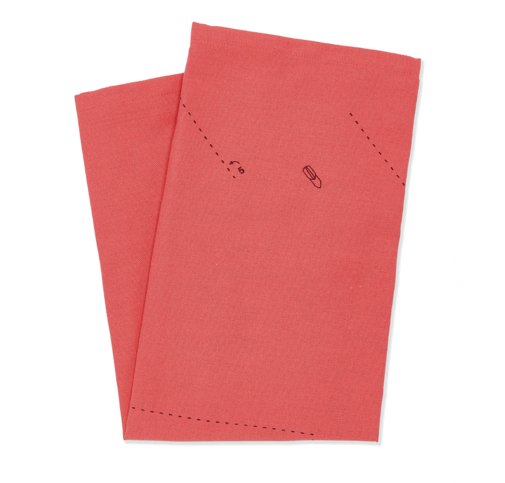  Single red cloth napkin, folded 