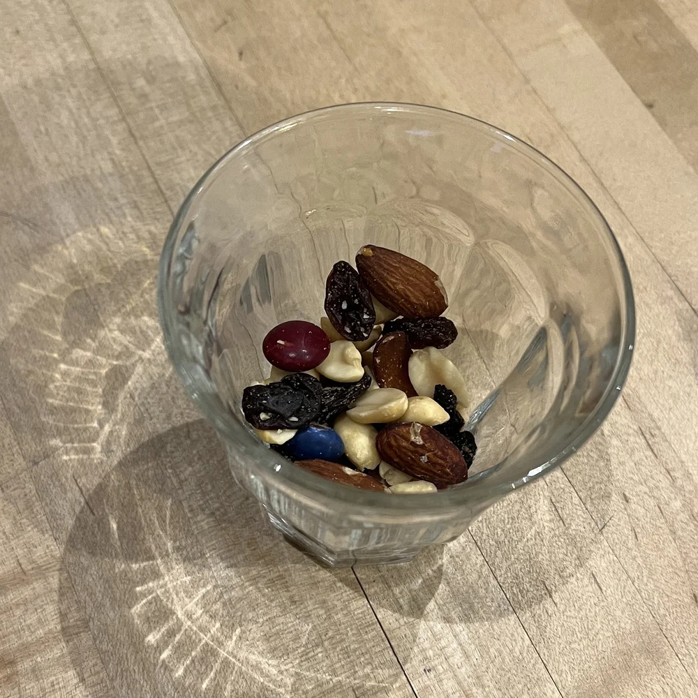 trail mix in a glass