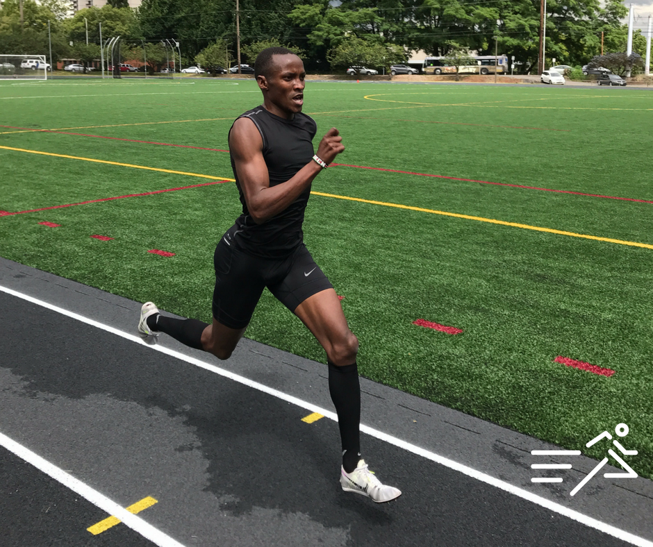 HPW alumnus, Edward Kemboi , pictured in 2017 during one of his final workouts in Portland, Oregon before setting the HPW Pro 800m record of 1:44.71. 