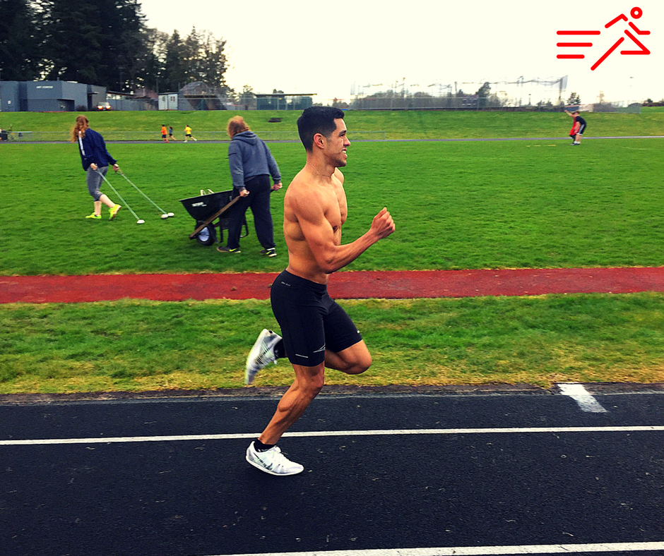 Jose Macias (pictured in the crux of the workout) deals with the harsh metabolic and mental realities of this 5K specific session. 