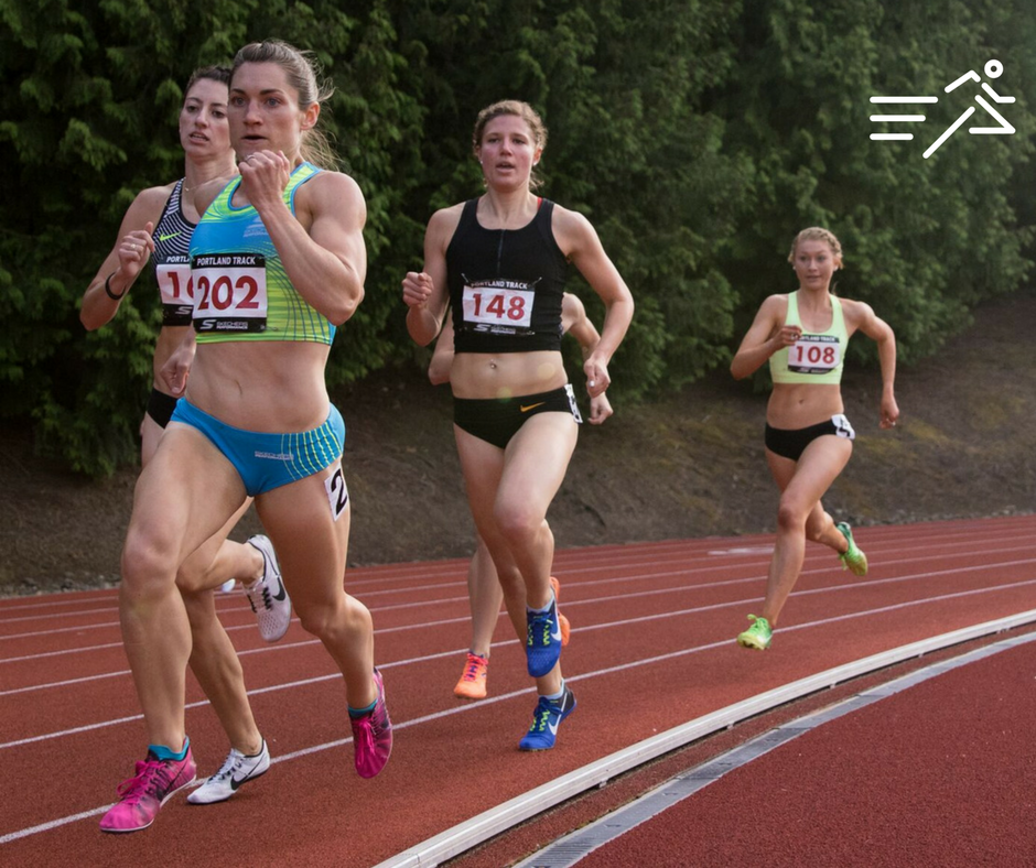 Anna Connor, a High Performance West middle distance ace, is pictured setting the tone in the High Performance Women's 800m at the 2017 Portland Track Stumptown Twilight.&nbsp;