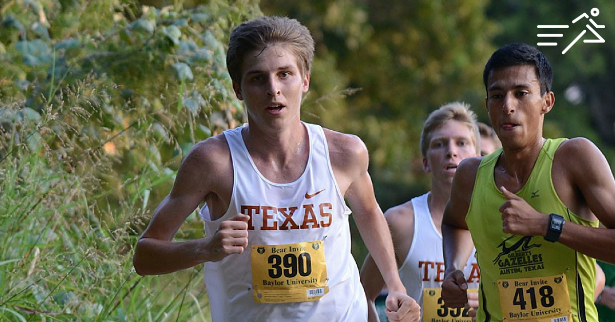 Will Nation (center; white vest) competed for the Texas Longhorns during his undergrad years. He enjoyed a modest career in college. Today he is the proud owner of a 2:17 marathon personal best mark. 