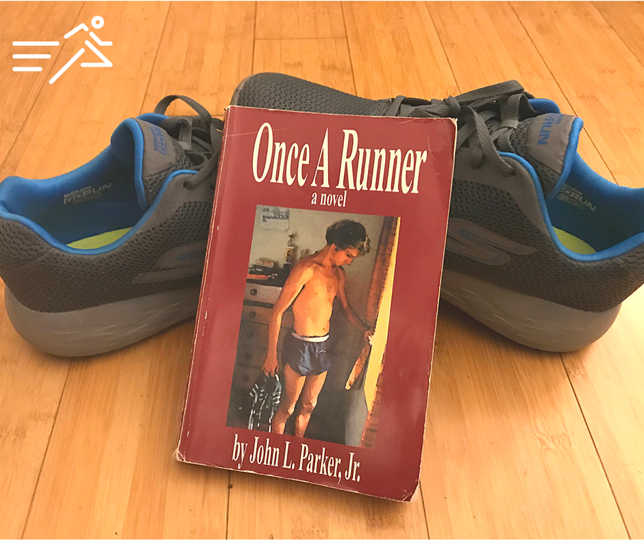 The essential tools of a distance runner: good running shoes & a copy of Once A Runner .