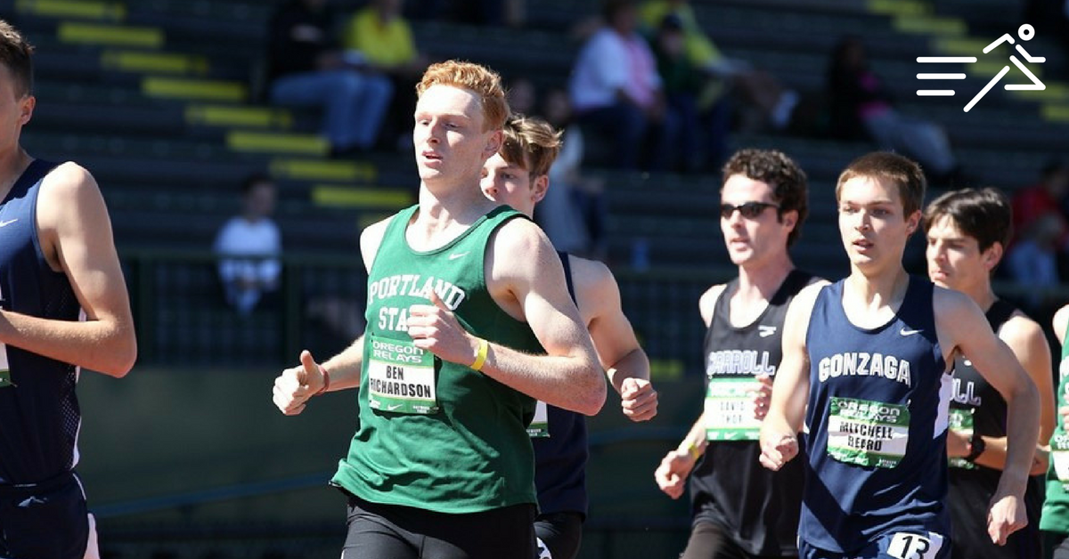 "Big Ben" AKA "The Legend," (green vest) who stands nearly 6'5," is shown competing at the Oregon Relays in 2015.