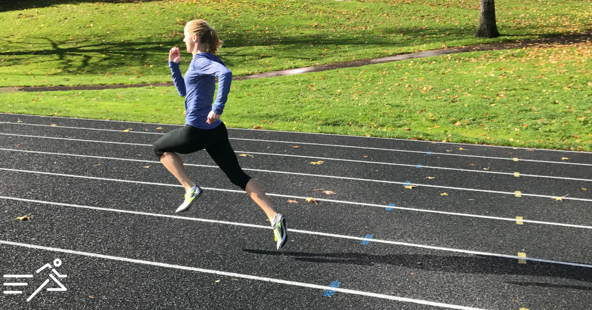 HPW ELITE 800m ace McKayla Fricker pictured sprinting (in spikes) during a mid-October practice in 2017 as she readies for the 2018 indoor track season.