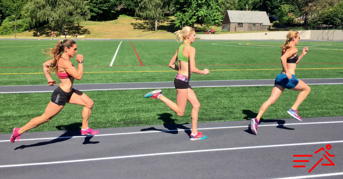 HPW ELITE middle distance women (left to right) Anna Connor , Eleanor Fulton , and McKayla Fricker own 800m bests of 2:06, 2:05, and 2:00, respectively. Speedwork is an essential element in each of their training programs. 