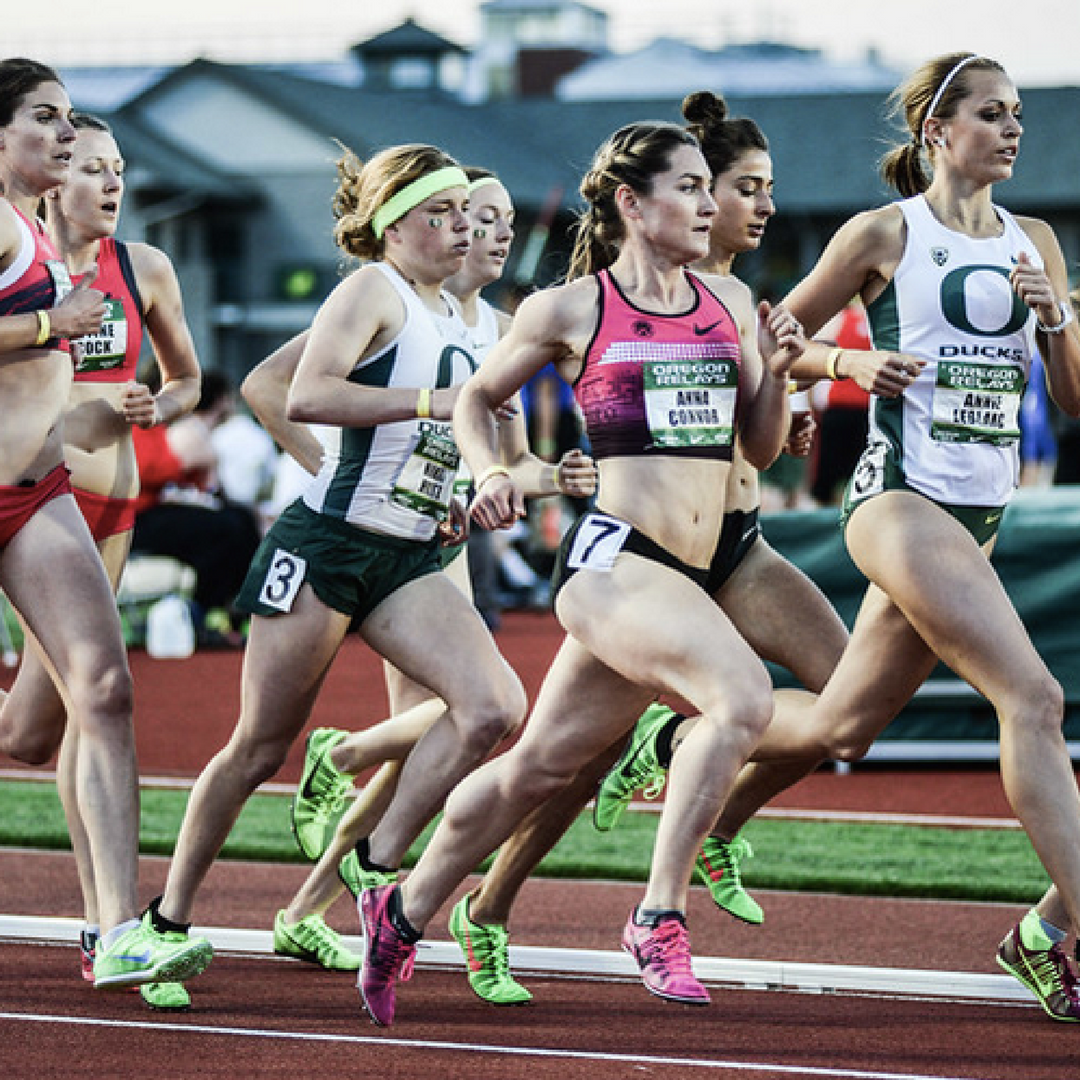 Anna Connor (pink top) competes in the Oregon Relays 1500m. (Photo: TrackTownPhoto )
