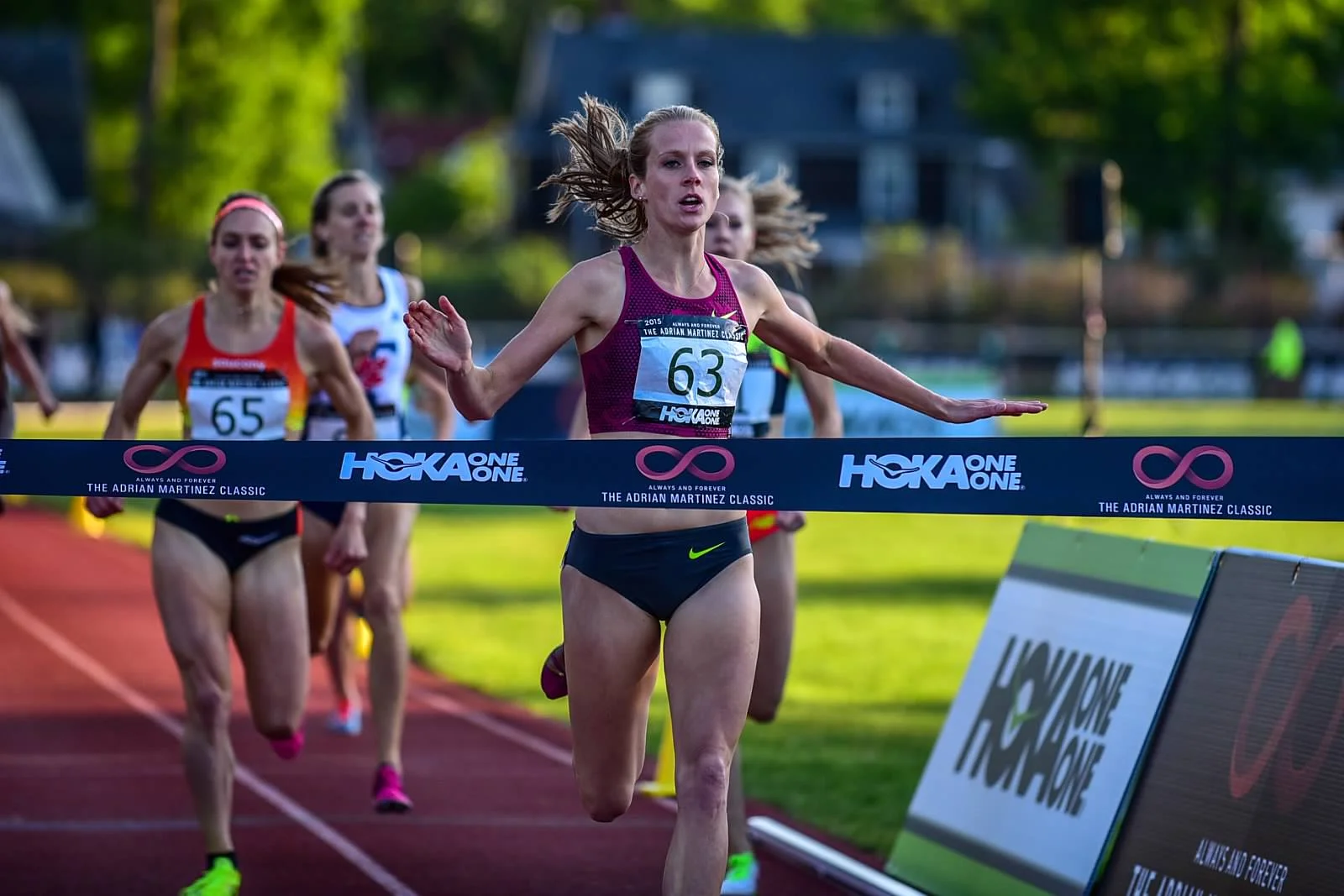 McKayla Fricker winning the 2015 Adrian Martinez Classic Women's 800m. Photo: Michael Scott .