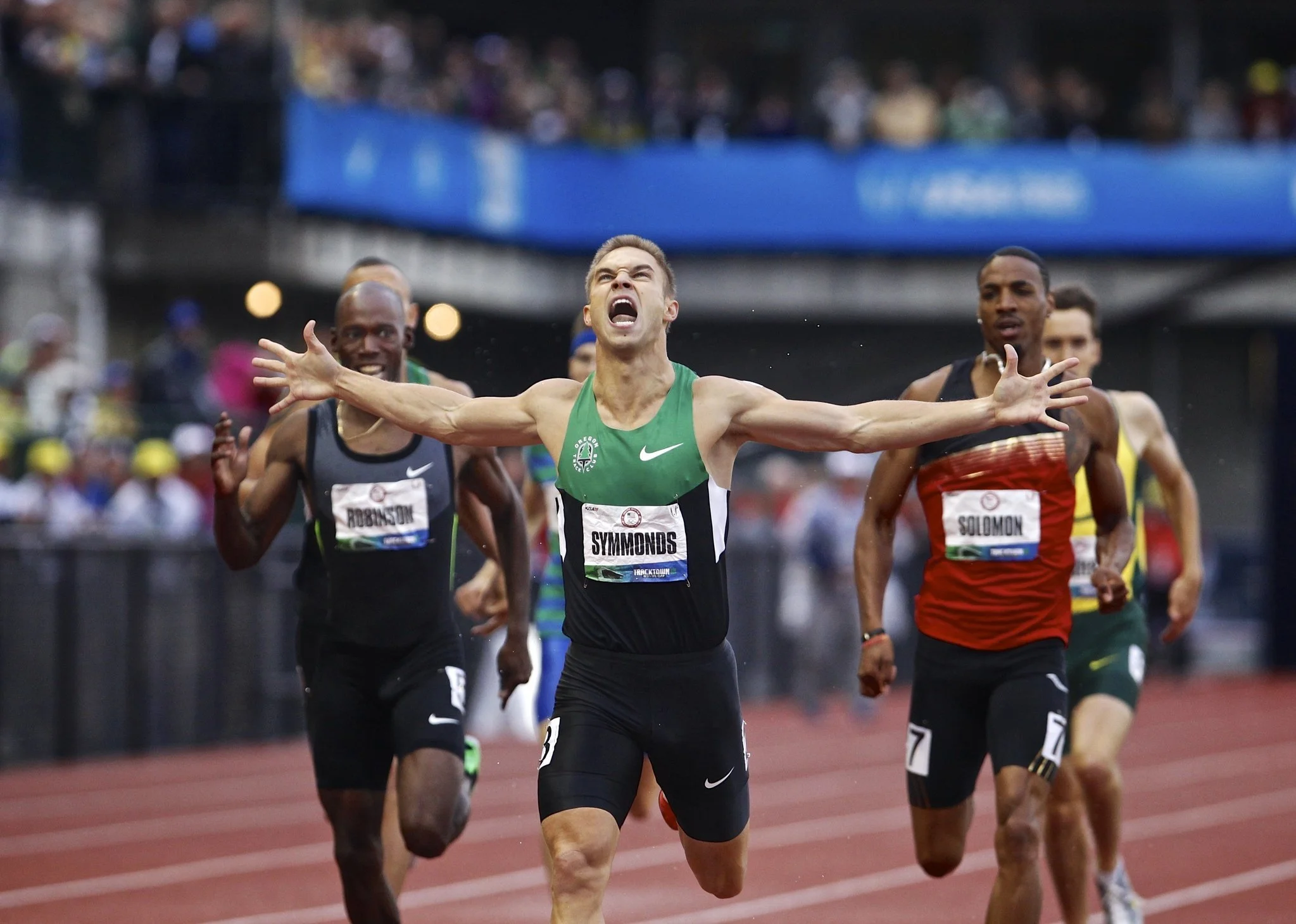 Nick Symmonds winning the 2012 US Olympic Trials in the Men's 800m.