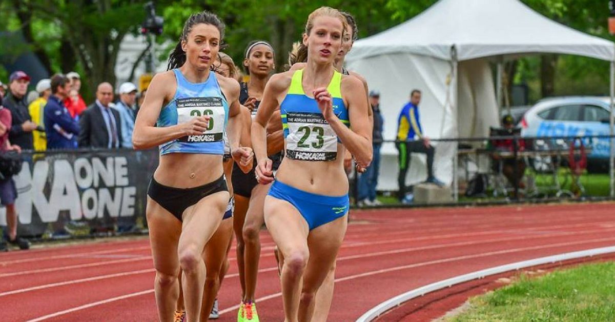 HPW Elite 1/2 Miler, McKayla Fricker (#23), running to victory in the 800m at 2016 Adrian Martinez Classic. 