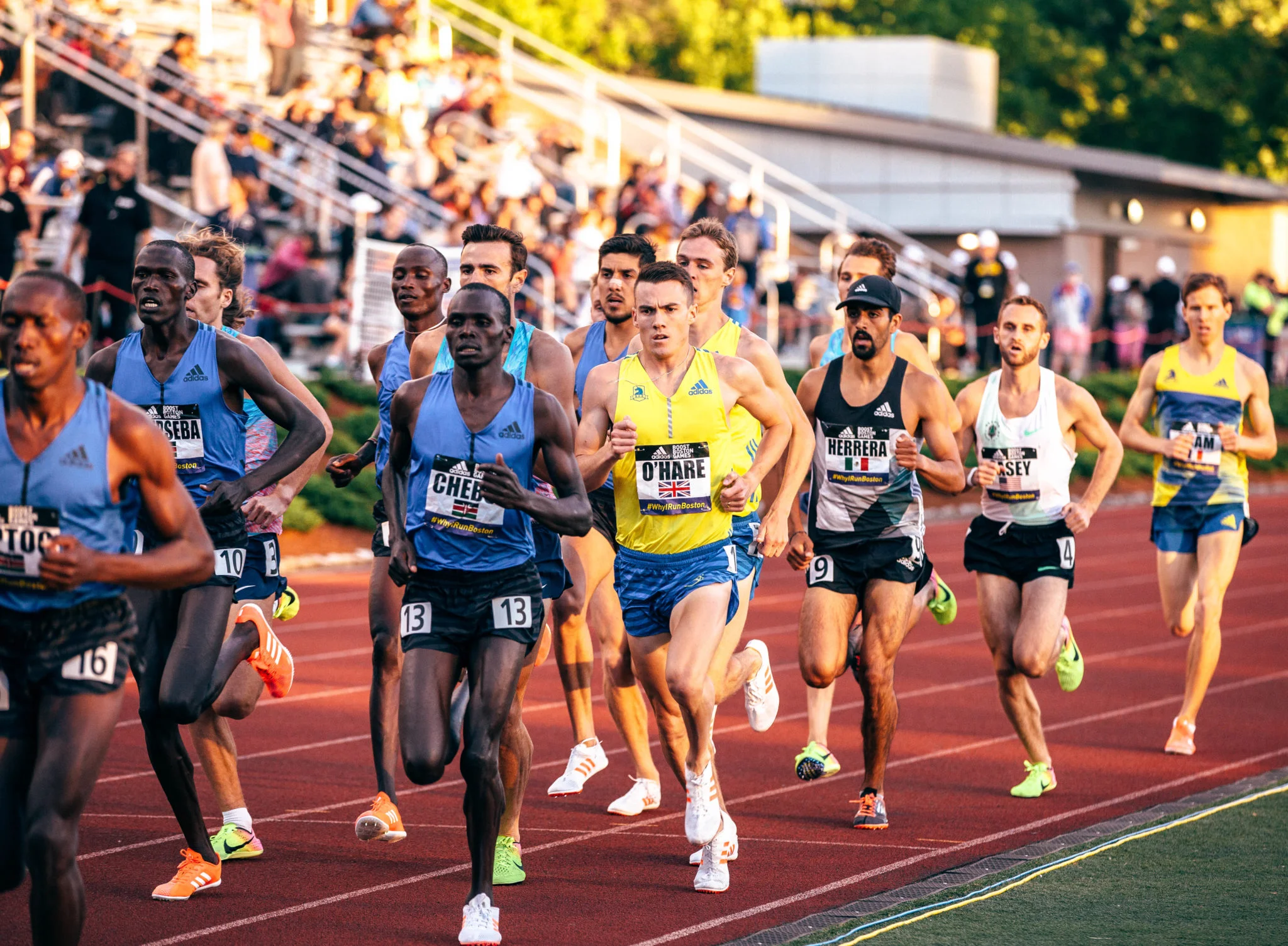 HPW Elite Miler, Daniel Herrera (black hat) competes at the Adidas Boost meet in 2017. 