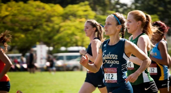 Karlee Coffey (#212), a 3x NAIA national champion (3,000i, 5,000m, and 10,000m) while at Eastern Oregon University in the early 2010s.