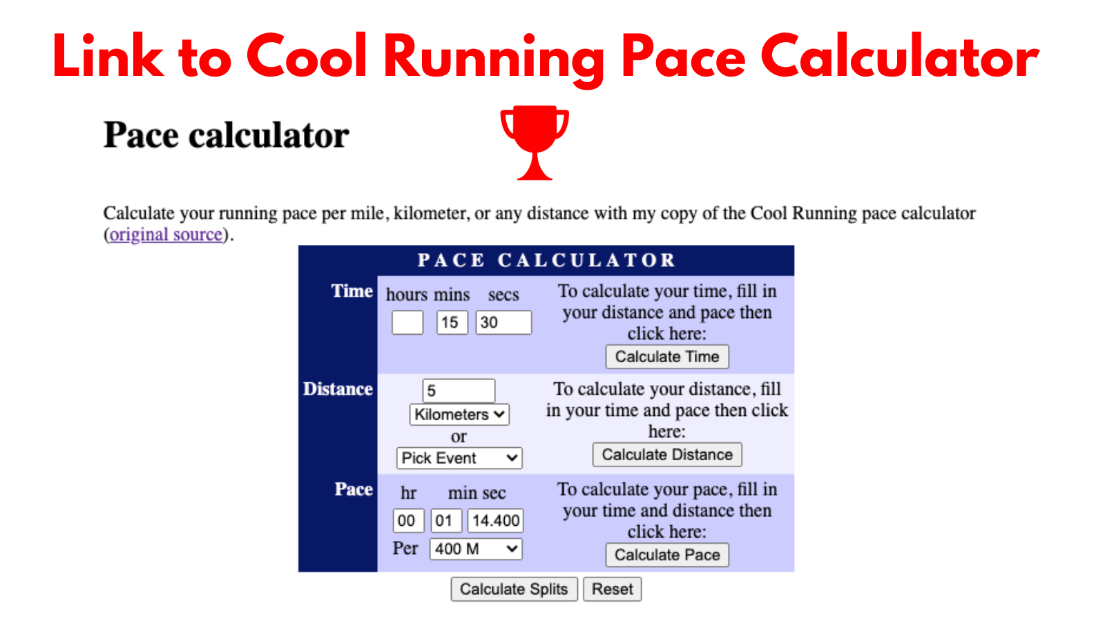 Running Calculators - Running Directions